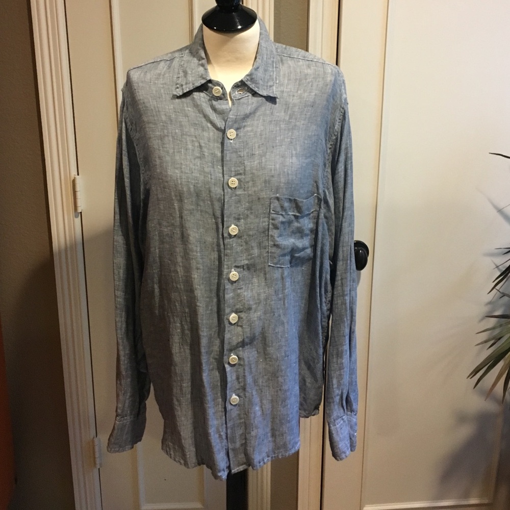 CP Shades Chambray Blue Linen Button-Up Jack Tunic